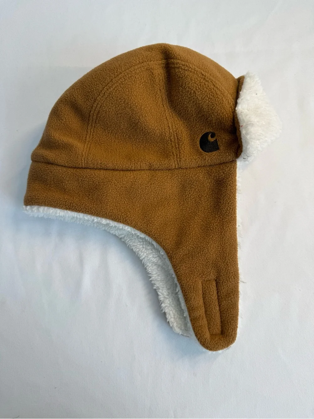 Carhartt Kids' Brown Fleece Trapper Hat with Sherpa Lining